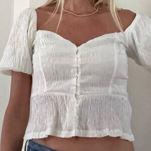Astr White Puff Sleeve Top